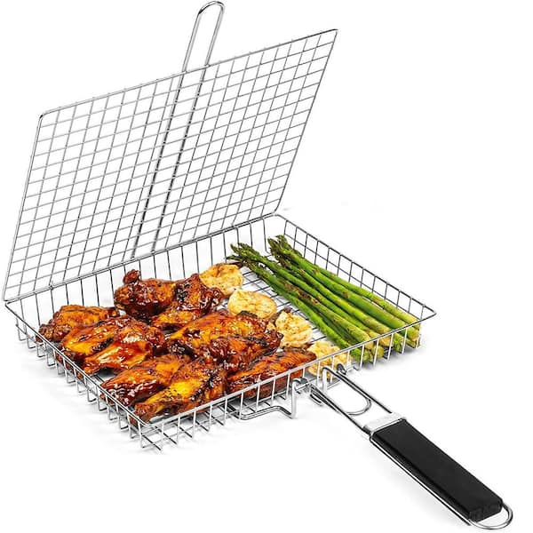 Stainless Steel BBQ Grill Folding Grilling Basket Home Barbecue