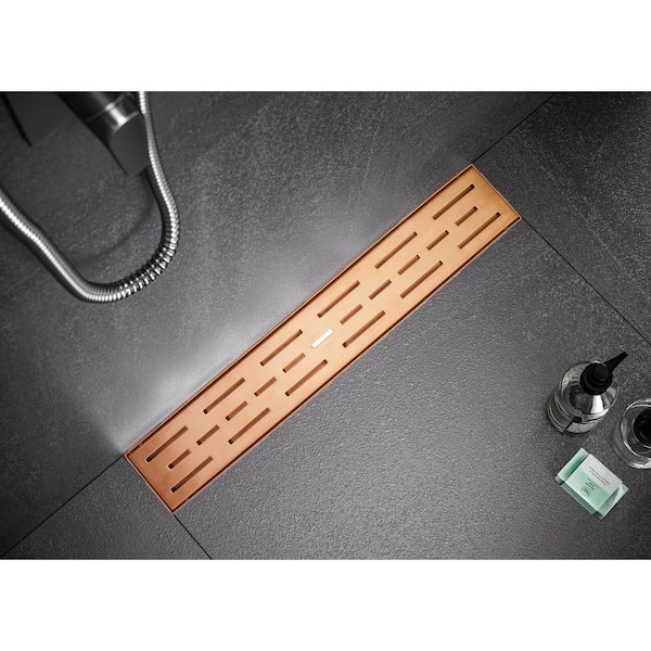 24 in. Linear Stainless Steel Shower Drain with Slot Pattern in Rose Gold