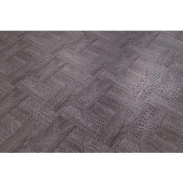 TrafficMaster Grey Wood Parquet 3 MIL x 12 in W x 12 in L Peel and
