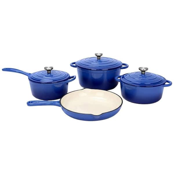 Enameled Cast Iron Cookware Set Nonstick Ceramic Coating with Lids Heat Retention for All Stovetops 7-Piece