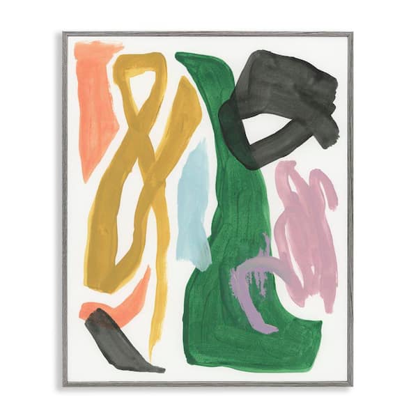 Stupell Industries Contemporary Modern Shapes by June Erica Vess Gray Framed Abstract Giclee Art Print 20 in. x 16 in.