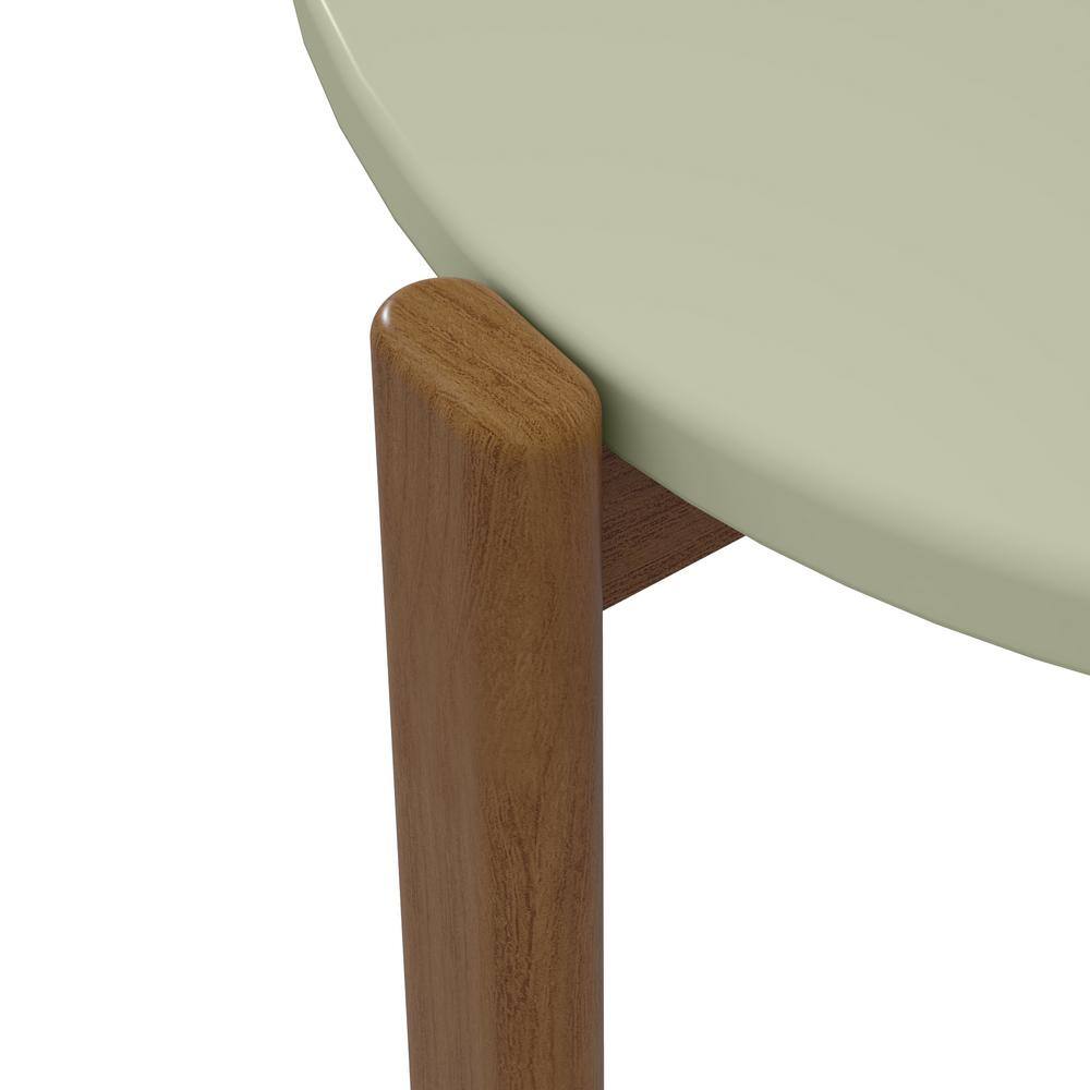 Modern Green MDF and Eucalyptus Wood Elliptical Accent Table Set
