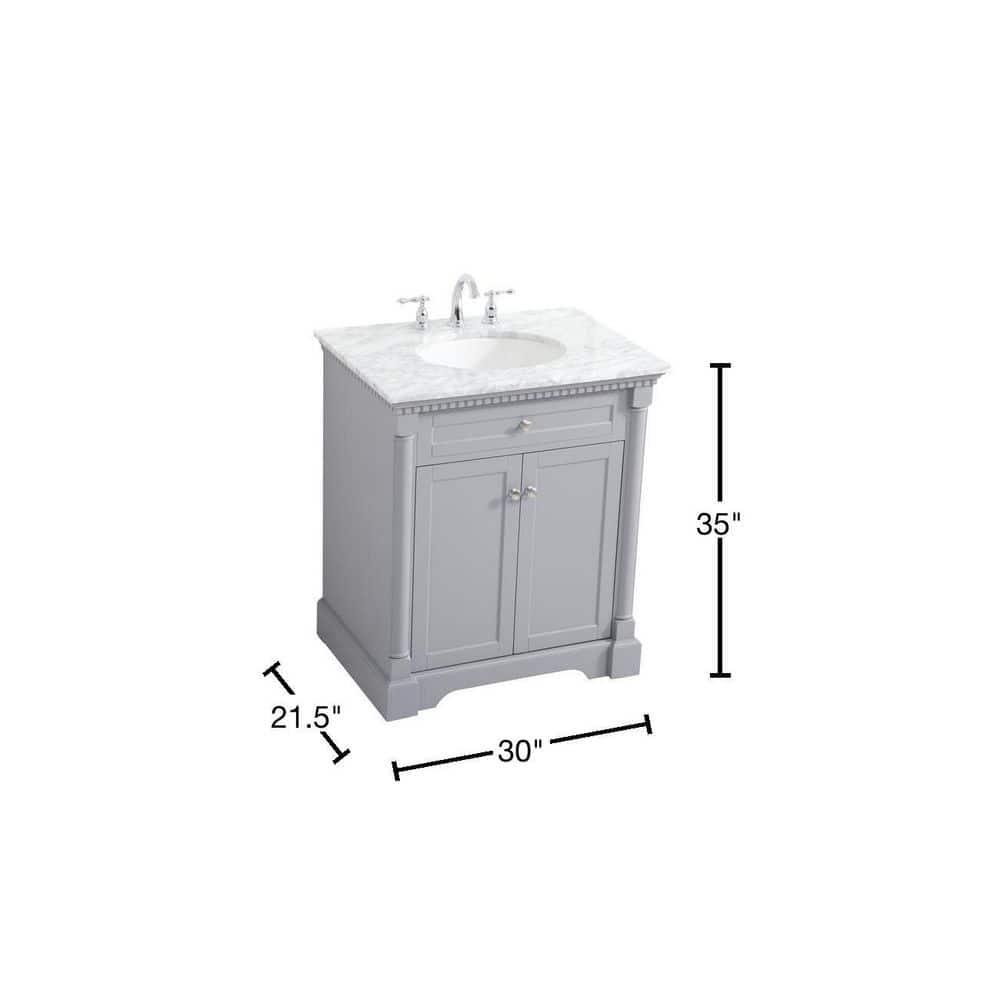 Clarence 30" Gray Marble Top Single Bathroom Vanity