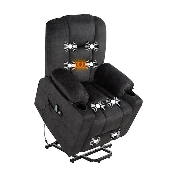 Black Electric Power Lift Recliner Chair Sofa with Remote, Faux Leather Reclining Chair for Seniors with Footrest