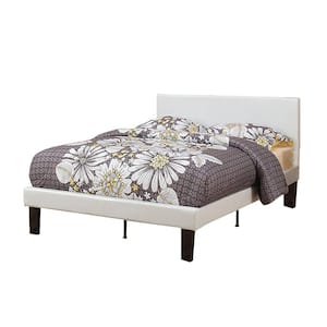 White Faux Leather Full Size Bed in White