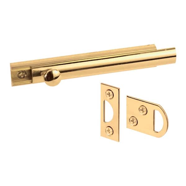 Prime-Line Surface Bolt, 4 in., Solid Brass Construction, Polished Finish