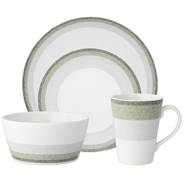 Colorscapes Layers Sage Porcelain 4-Piece Coupe Place Setting, Service for 1