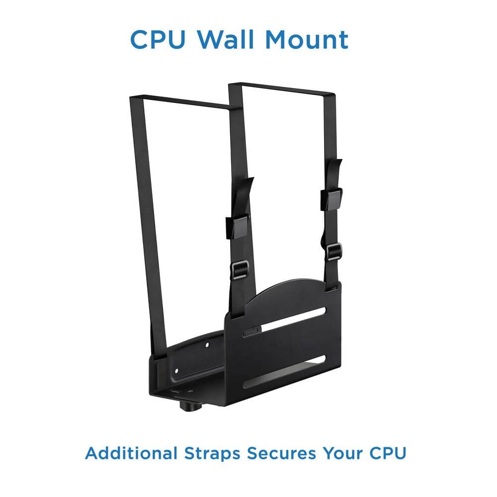 Black Adjustable Wall Mount for Monitor and Keyboard with CPU Holder