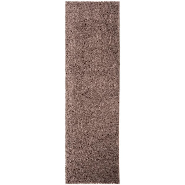 August Shag 2 ft. x 16 ft. Taupe Solid Color Runner Rug