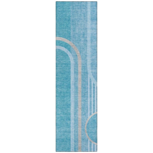 Addison Rugs Chantille ACN532 Teal 2 ft. 3 in. x 7 ft. 6 in. Machine Washable Indoor/Outdoor Geometric Runner Rug