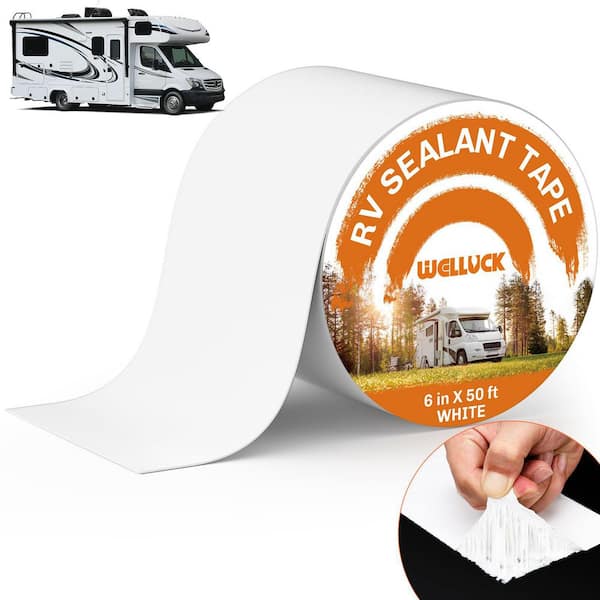 6 in. x 50 ft. Roof Tape for Roof Repair Camper Trailer Boat Sealing Leak Repair, UV and Waterproof, White (1-Pack)