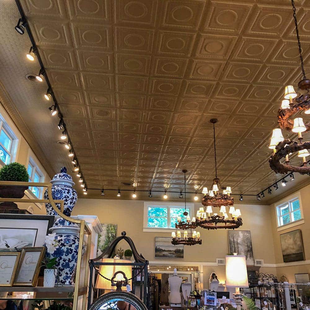 Eggshell White Powder Coated Tin Ceiling Tile, 2 ft. x 2 ft.