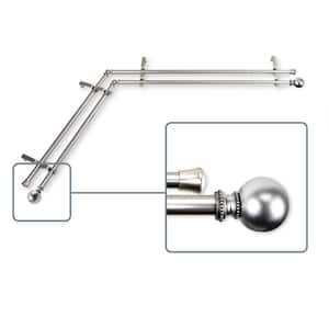 28 in. to 48 in. Adjustable 13/16 in. Corner Window Double Curtain Rod in Satin Nickel with Stevie Finials