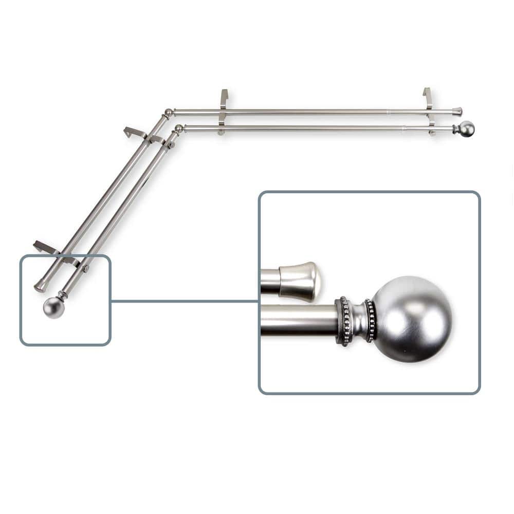 66 in. to 120 in. Adjustable 13/16 in. Corner Window Double Curtain Rod in 
