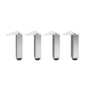 7 7/8 in. (200 mm) Chrome Metal Square Furniture Leg with Leveling Glide (4-Pack)