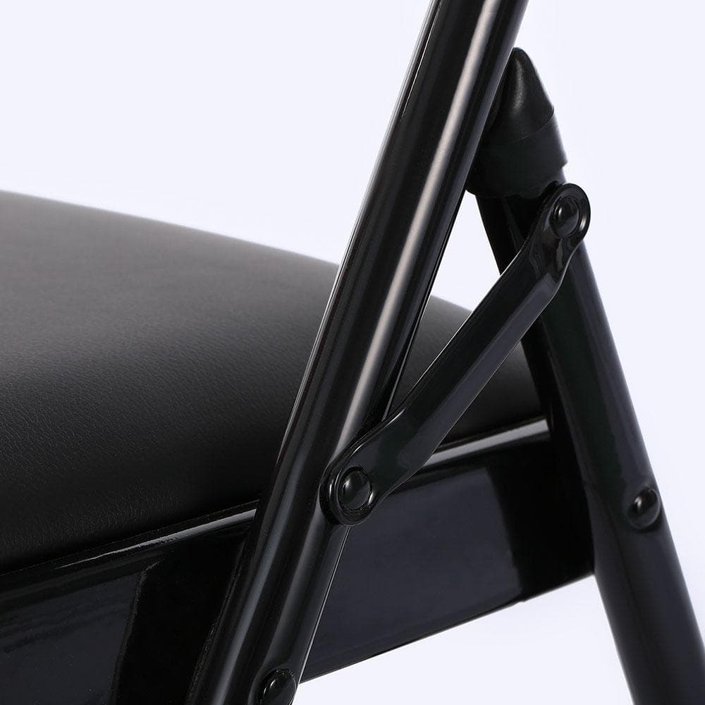 Black Faux Leather Armless Folding Reception Chairs, Set of 4