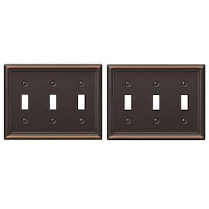 Ascher 3 Gang Toggle Steel Wall Plate - Aged Bronze (2-Pack)