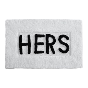 Novelty "Hers" White 21 in. x 34 in. 100% Cotton Bath Rug