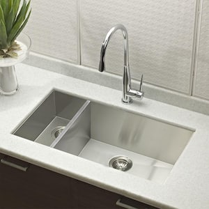 Contempo Series Undermount Stainless Steel 33 in. Double Bowl Kitchen Sink