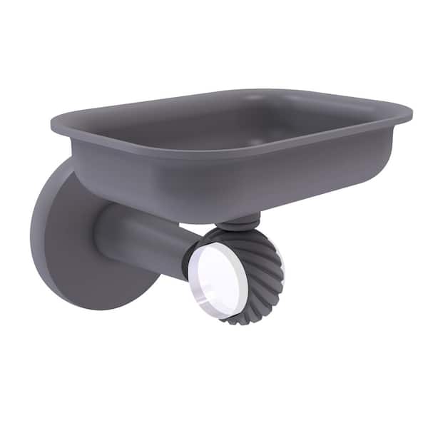 Allied Brass Clearview Collection Wall Mounted Soap Dish Holder with Twisted Accents in Matte Gray