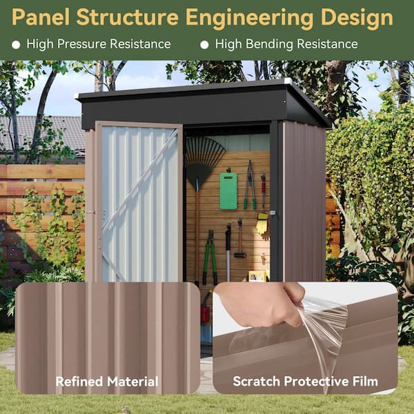 Sizzim Brown 5.1 ft. W x 2.7 ft. D Metal Storage Shed with