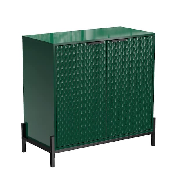 Boyel Living Green 31.5 in. H Modern 2-Door Storage Cabinet with High-gloss Finish, Featuring Iron Handles
