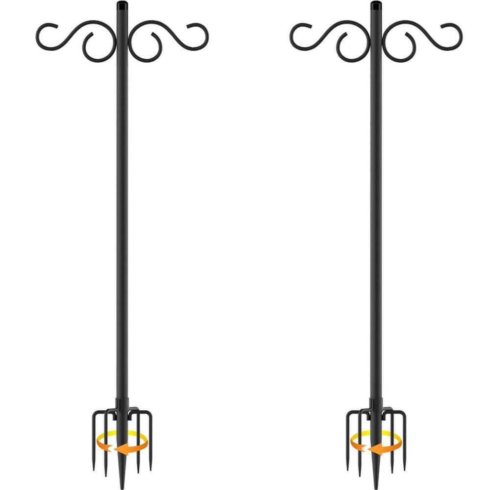 Adjustable Shepherd Hooks Outdoor 90 in. 5 Prong Base Metal Heavy Duty 2 Sided Feeder Poles for Hanging Basket 2 Pack price history on PriceWatchPro