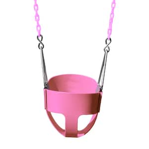 Pink Full Bucket Toddler Swing With Chains