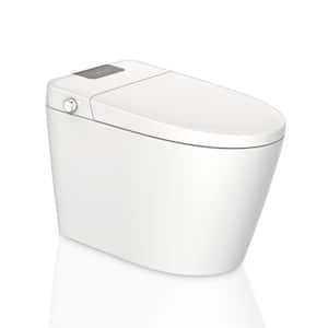 Smart 1-Piece 1.27 GPF Single Flush Elongated Toilet in White with Heated Seat, Auto Flush, Warm Dryer, Foot Sensor