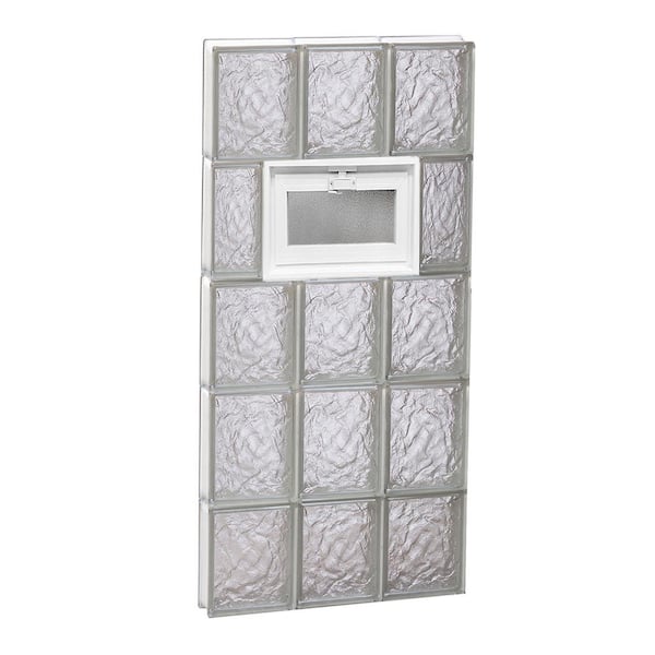 Clearly Secure 17.25 in. x 38.75 in. x 3.125 in. Frameless Ice Pattern Vented Glass Block Window