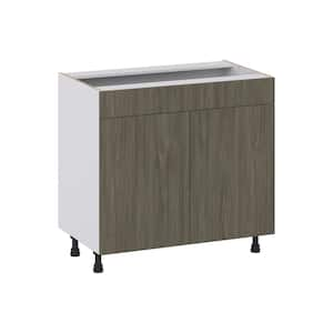 Medora Textured Slab Walnut Assembled 36 in. W x 34.5 in.H x 21 in. D Vanity False Front Sink Base Kitchen Cabinet