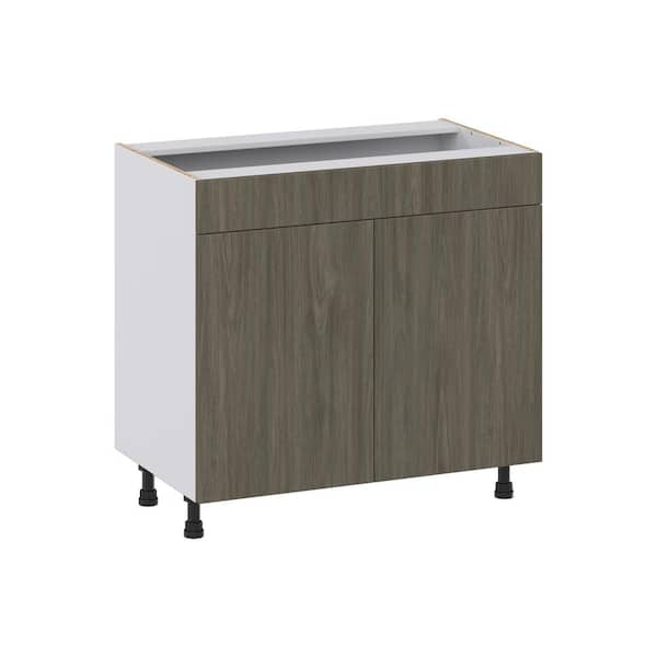 J COLLECTION Medora Textured Slab Walnut Assembled 36 in. W x 34.5 in.H ...