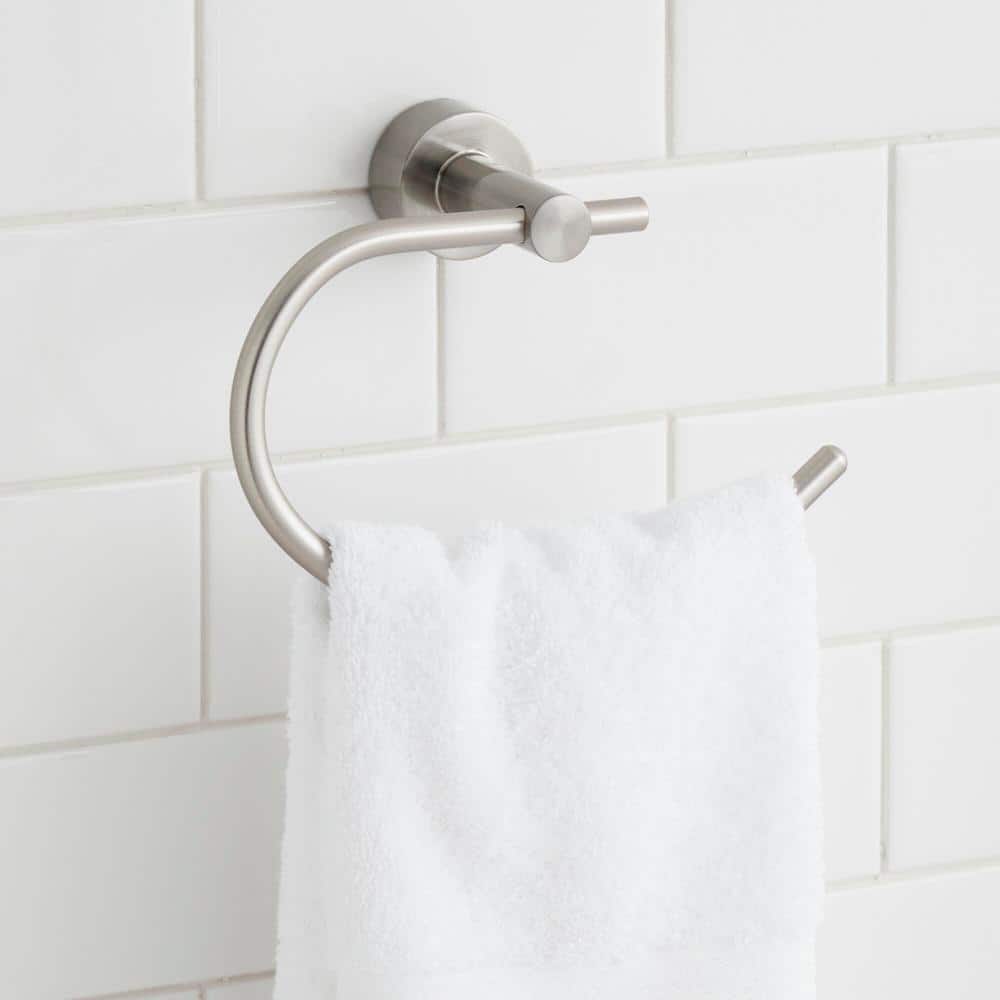Brushed Nickel Rectangular Wall Mounted Towel Ring