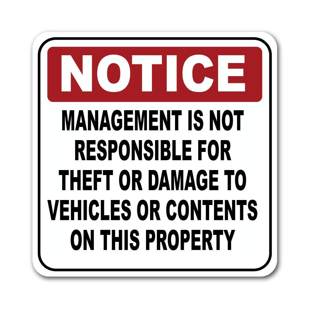 7 in. x 7 in. Not Responsible For Damage Sign Printed on More Durable Thicker Longer Lasting Styrene Plastic price history on PriceWatchPro