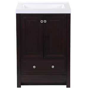 Brinkhill 25 in. W x 22 in. D Bath Vanity in Chocolate with Cultured Marble Vanity Top in White with White Sink