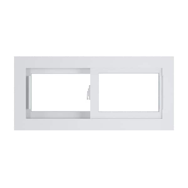 American Craftsman 30.75 in. x 14.25 in. 70 Series Low-E Argon Glass Sliding White Vinyl Replacement Window, Screen Incl