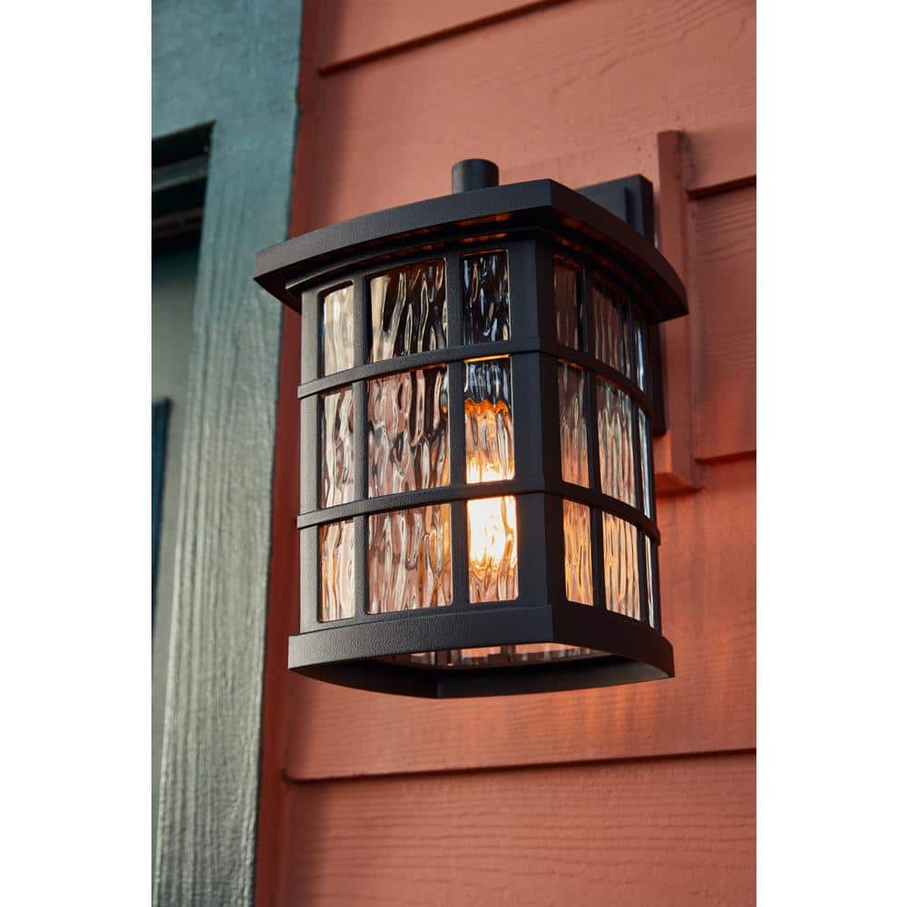 Mystic Black and Bronze Outdoor Wall Lantern with Clear Water Glass