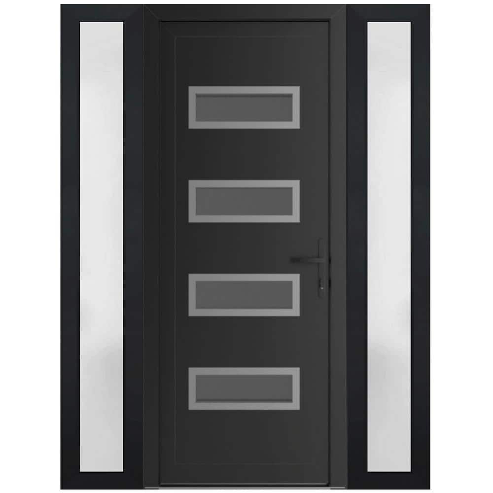 64 in. x 80 in. Left-hand/Inswing Mirrored Glass Matte Black Steel Prehung Front Door with Hardware price history on PriceWatchPro