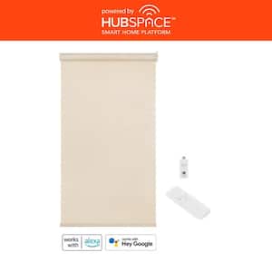 Linen Cordless Light Filtering Polyester Fabric Smart Roller Shades 34 in. x 72 in. L Powered by Hubspace (With Gateway)