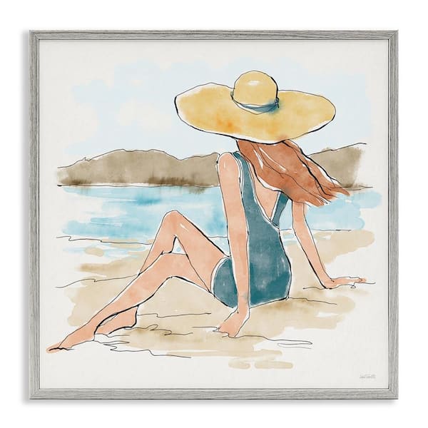 Stupell Industries Summer Day Beauty by Anne Tavoletti Gray Framed People Giclee Art Print 17 in. x 17 in.