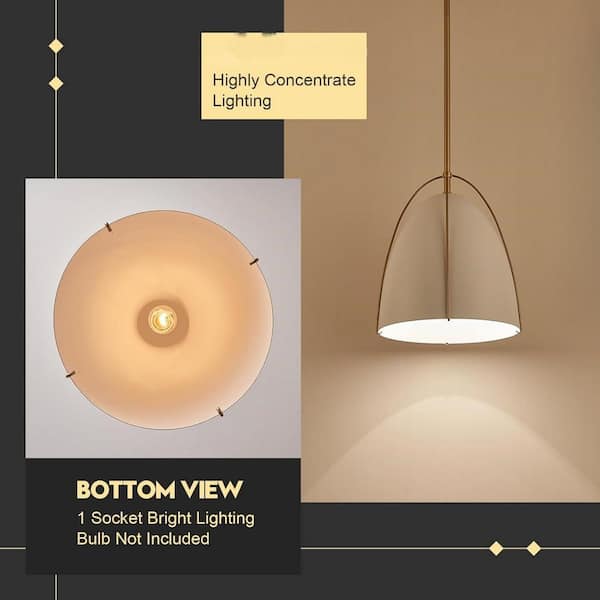 BeamBox 10 in. 60-Watt 1-Light White and Gold Dome Pendant Light