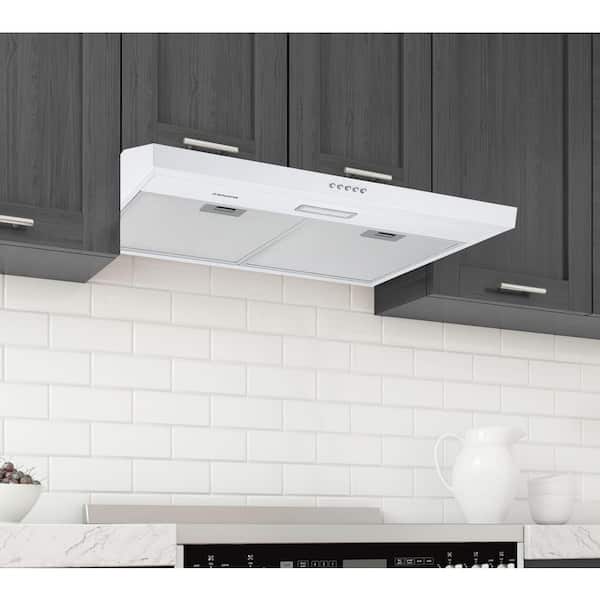 30 in. 110 CFM Convertible Under-Cabinet Range Hood in White with LED Lights