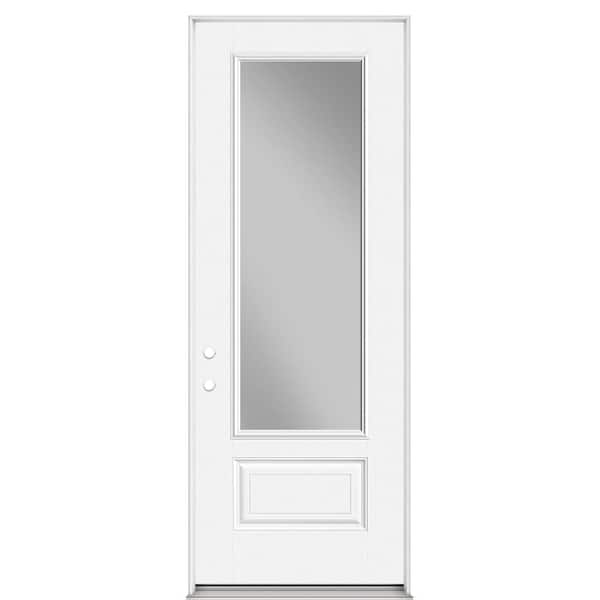 Masonite 36 in x 96 in. Hollister Right-Hand/Inswing 3/4 Lite Clear Primed Smooth Fiberglass Prehung Front Door without Brickmold