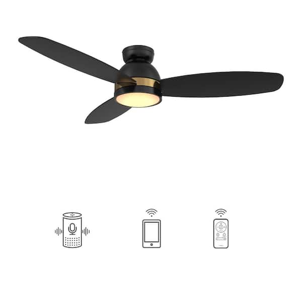 CARRO Biscay 52 in. Integrated LED Indoor/Outdoor Black Smart Ceiling Fan with Light and Remote, Works with Alexa/Google Home
