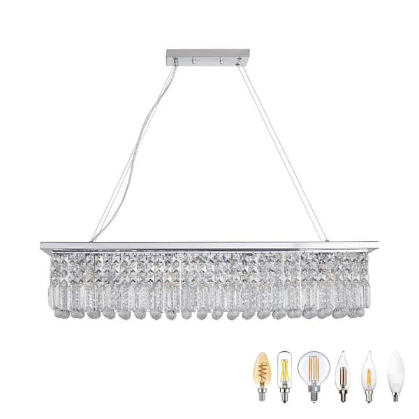 Latepis 8-Light Silver Raindrop Chandelier Pendant Lighting for Kitchen Island Bar