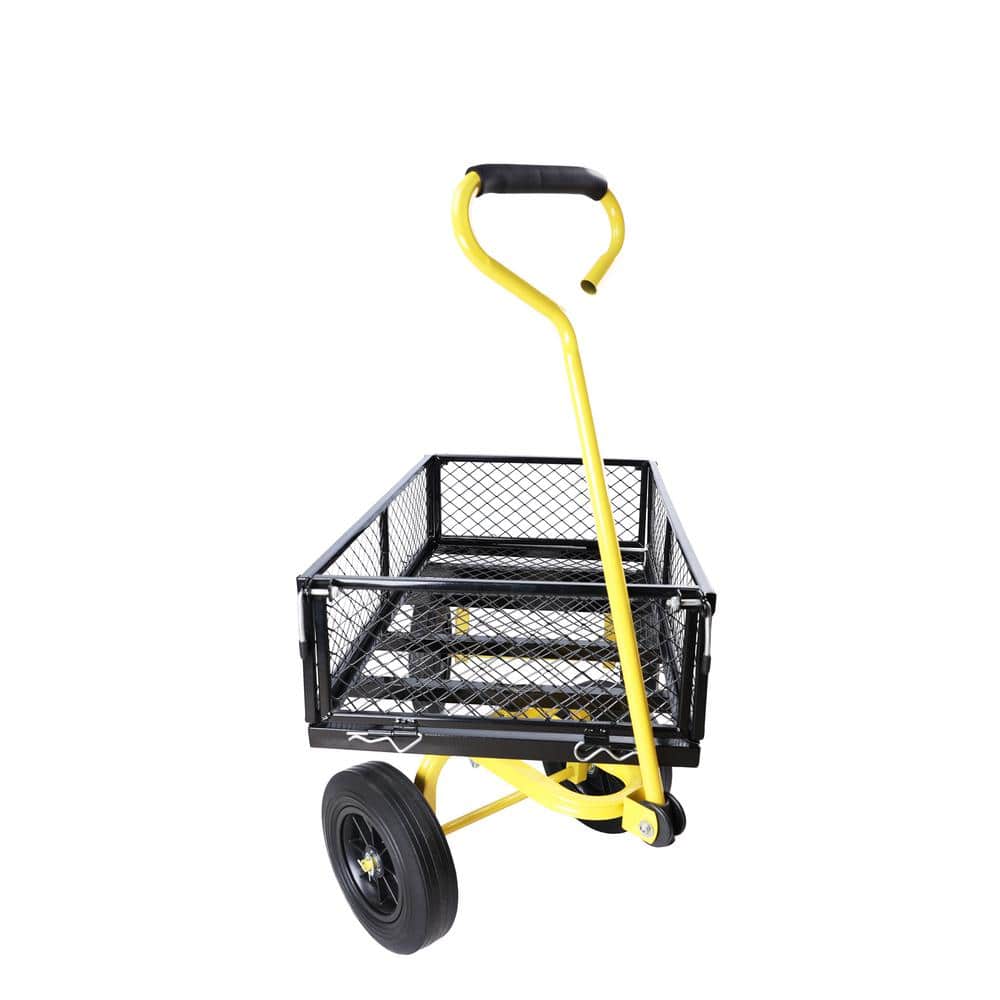 Solid Wheels Tools Cart Wagon Cart, Black Serving Cart