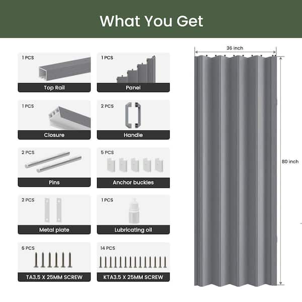 SOCBAZZAR 36 in. x 80 in. Gray Finished PVC Interior Folding