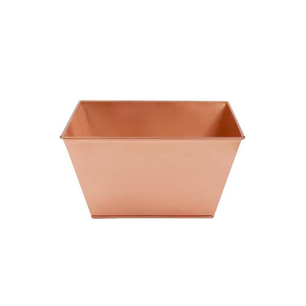 2.5" W Square Copper Plated Galvanized Steel Flower Box, Indoor Outdoor Use, Planter, Garden Accent