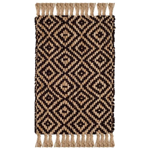 SAFAVIEH Natural Fiber Brown/Beige Doormat 2 ft. x 3 ft. Border Area Rug