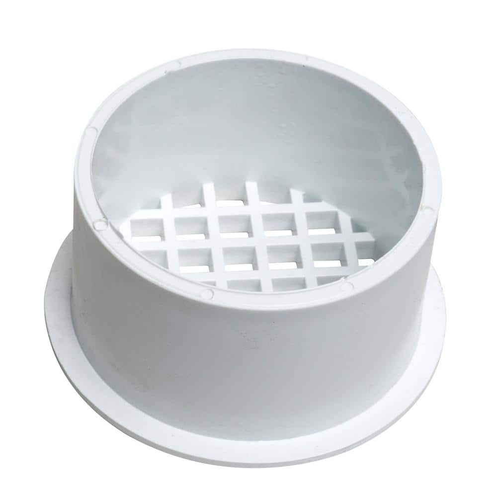 White Round PVC Snap-In Floor Drain with Strainer